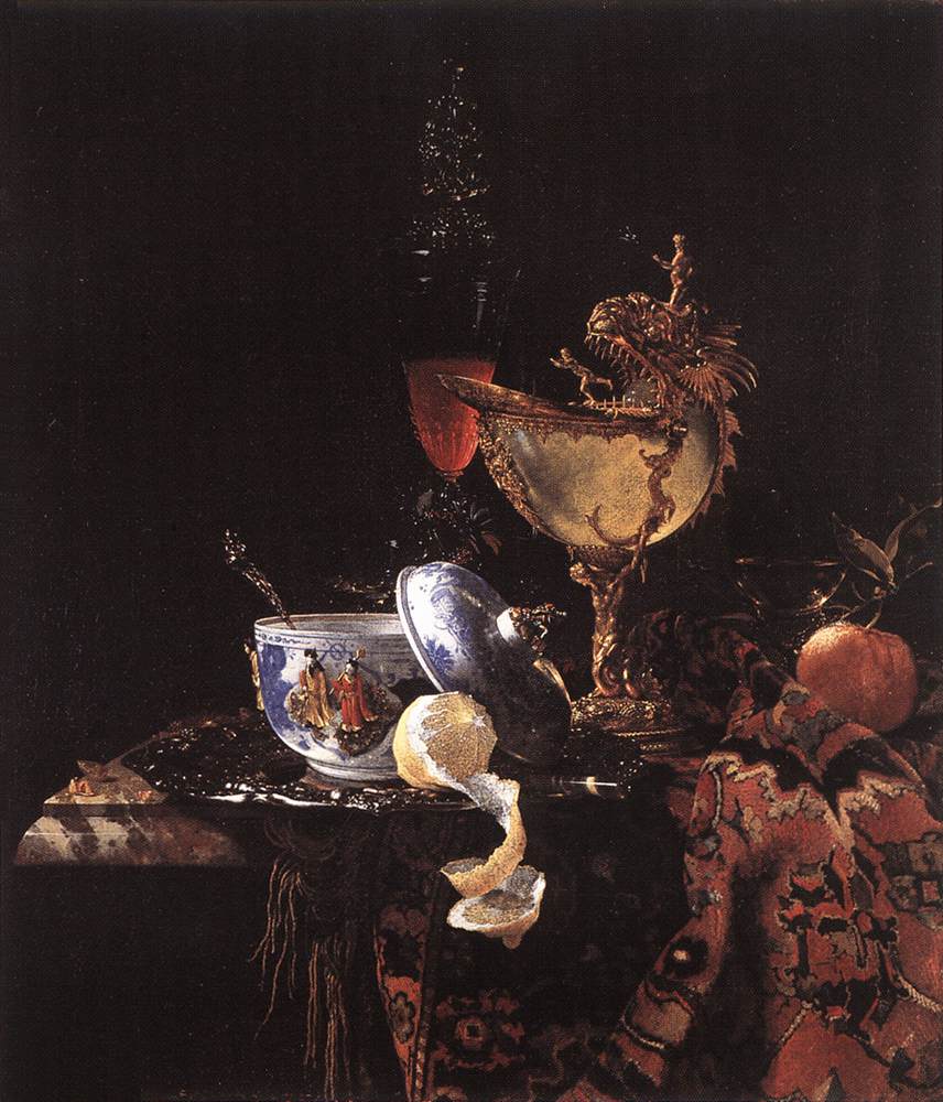 KALF, Willem Still-Life with Silver Bowl, Glasses, and Fruit sgy
